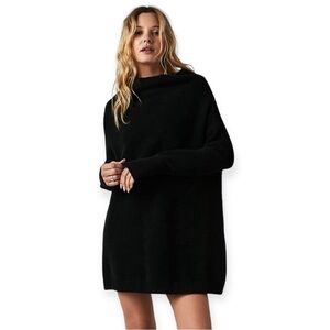 Free People Ottoman Slouchy Mock Neck Pullover Sweater Turtleneck Black Sz: S/P